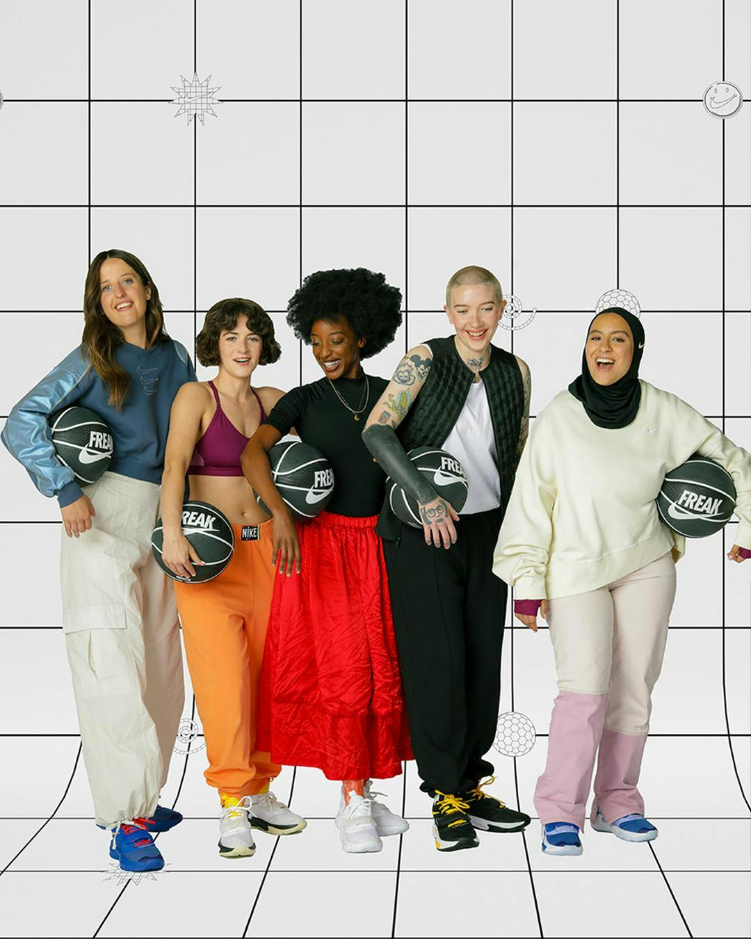 The Gazelles basketball collective with a nike by you grid behind them